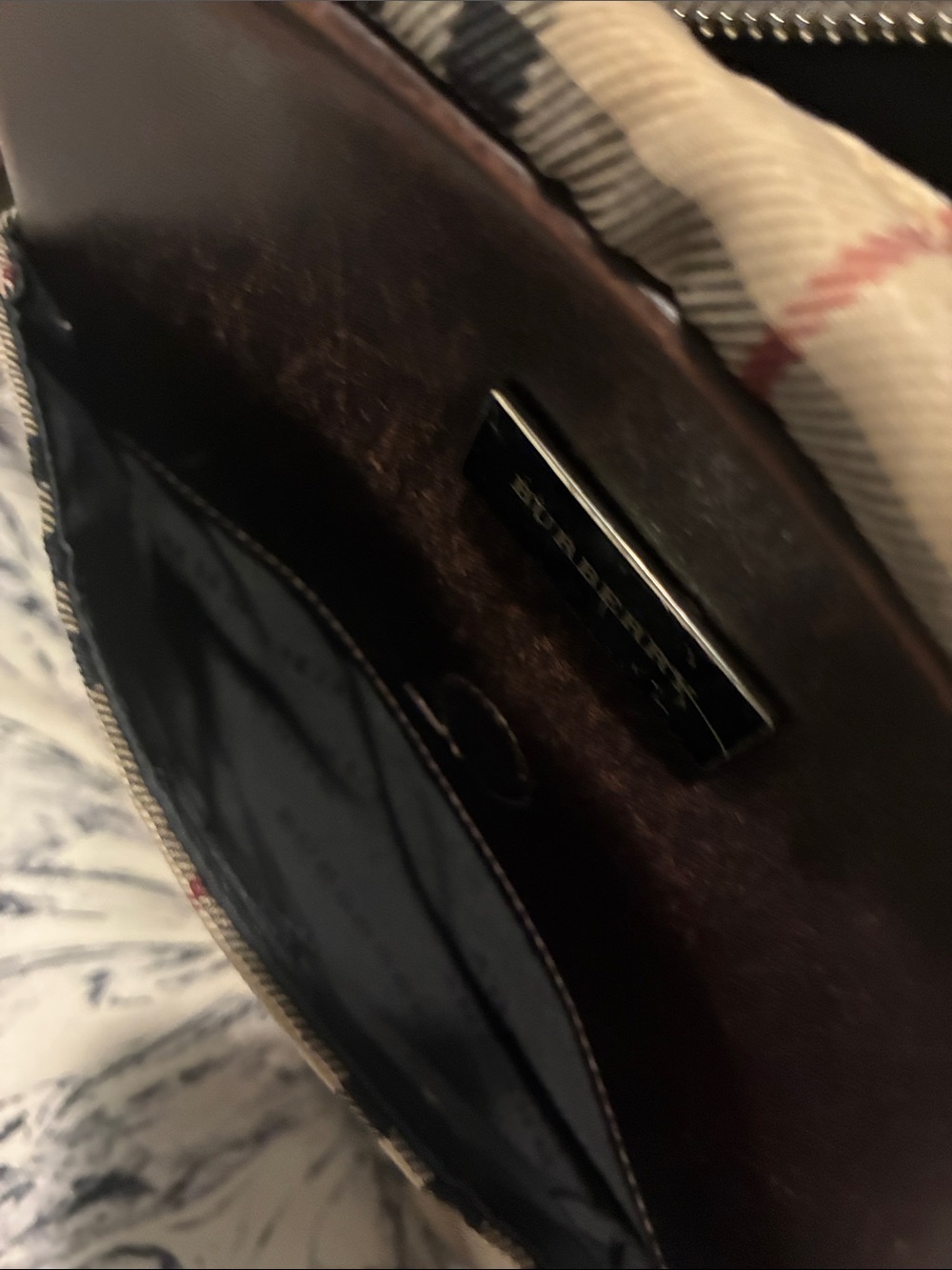 Burberry Tan Check Crossbody Bag with Brown Trim